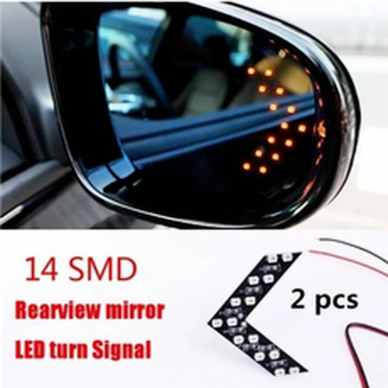 2 Pcs/Lot Car LED Lights Rear View Mirror Arrow Panel Light 12V Car Mirror Indicator Turn Signal Bulb Auto Rearview Mirror Light