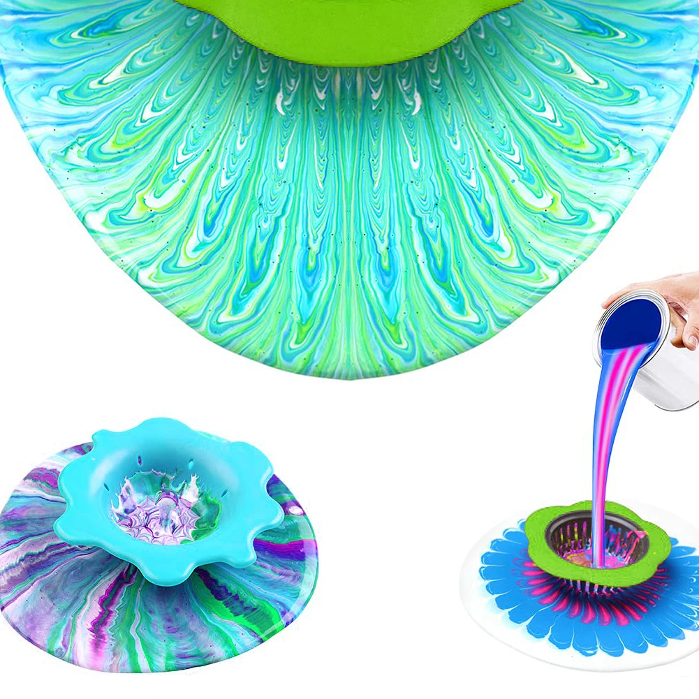 Acrylic Paint Pouring Strainers Silicone Strainer Flower Drain Basket for Pouring Paint Pattern with Gloves Tablecloth