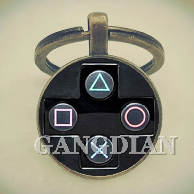 New/Game Button Playstation Game Controller Picture, Men\'s and Women\'s Keychain Premium Car Keychain and Convex Glass Keychain.