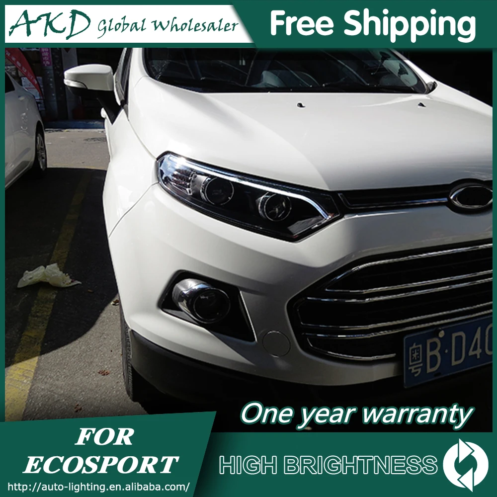 Car Styling for Ford Ecosport Headlights 2014-2016 New Ecosport LED Headlight DRL Bi Xenon Lens High Low Beam Parking Fog Lamp