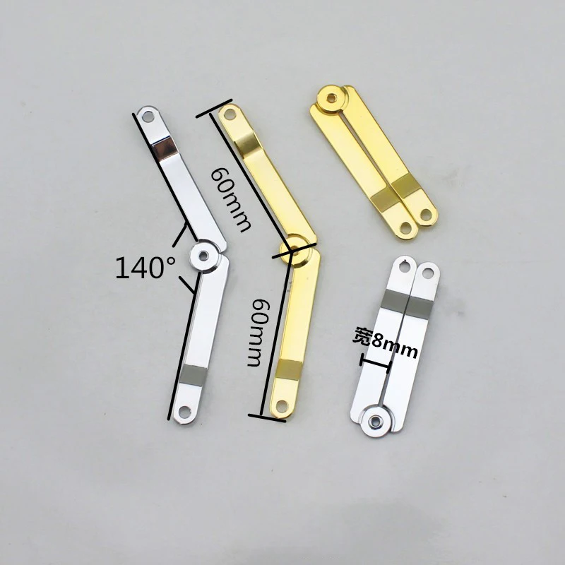 10Pcs 60*60*8mm Max OPEN 140° Gold/Silver Support Hinge Bracket For jewelry Gift Box Wine Box/Gift/Cosmetic Box/Collection Box