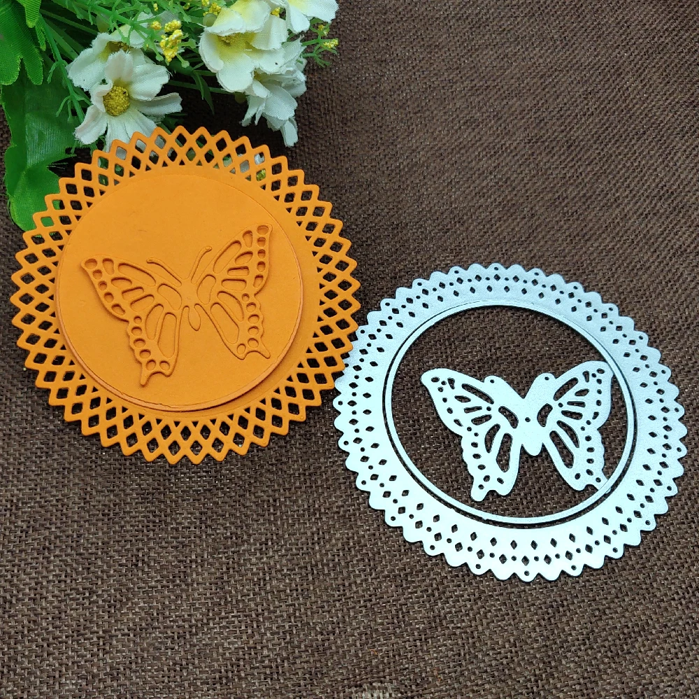 Round Butterfly frame Metal Cutting die keychain shaker Heart Paper Key Chain Scrapbook Paper Craft Card Punch Art Knife Cutter