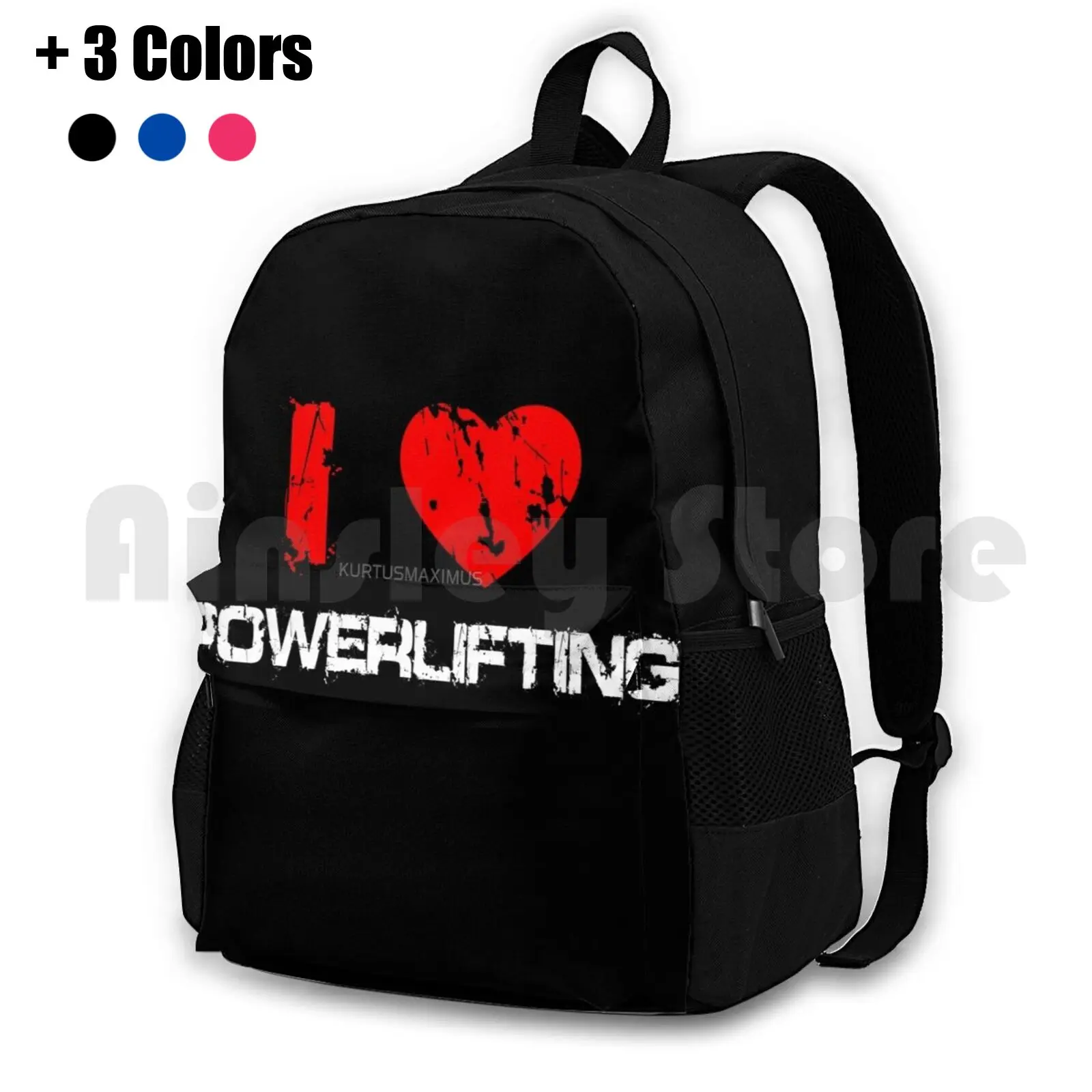 I Love Powerlifting Outdoor Hiking Backpack Waterproof Camping Travel Gym Training Fitness Cross Fit Building Lifting Fit Life