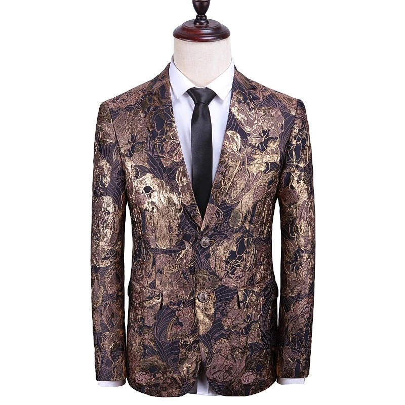 

2 Pieces Set Floral Suits Casual Men Blazers Pants Long Sleeve Clothes Printed Dinner Party Suit New Fashion 2020