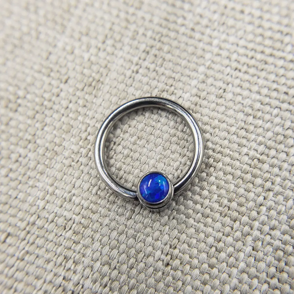 16G ASTM F136 Implant Grade Titanium Captive Bead Ring Helix Conch Daith Earring Piercing Body Jewelry With Opal Ball