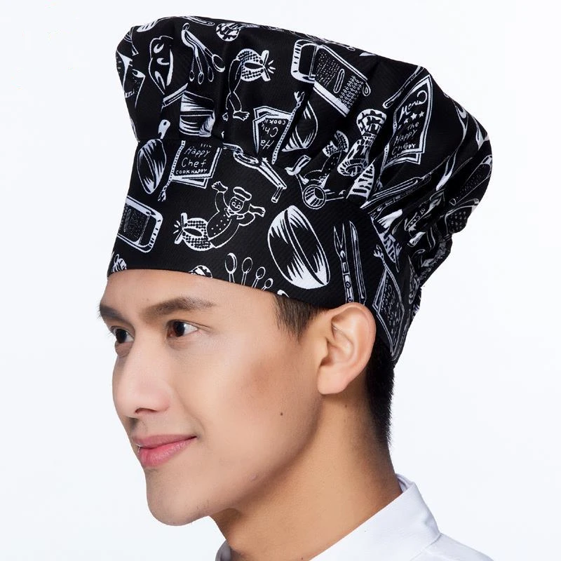 Gorro de Chef para hombre, gorro de cocina de panadería, gorros de cocinero maestro, negro, blanco, Hotel, restaurante, cantina, sombrero de seta, cafetería, Bar, boina de camarero para mujer