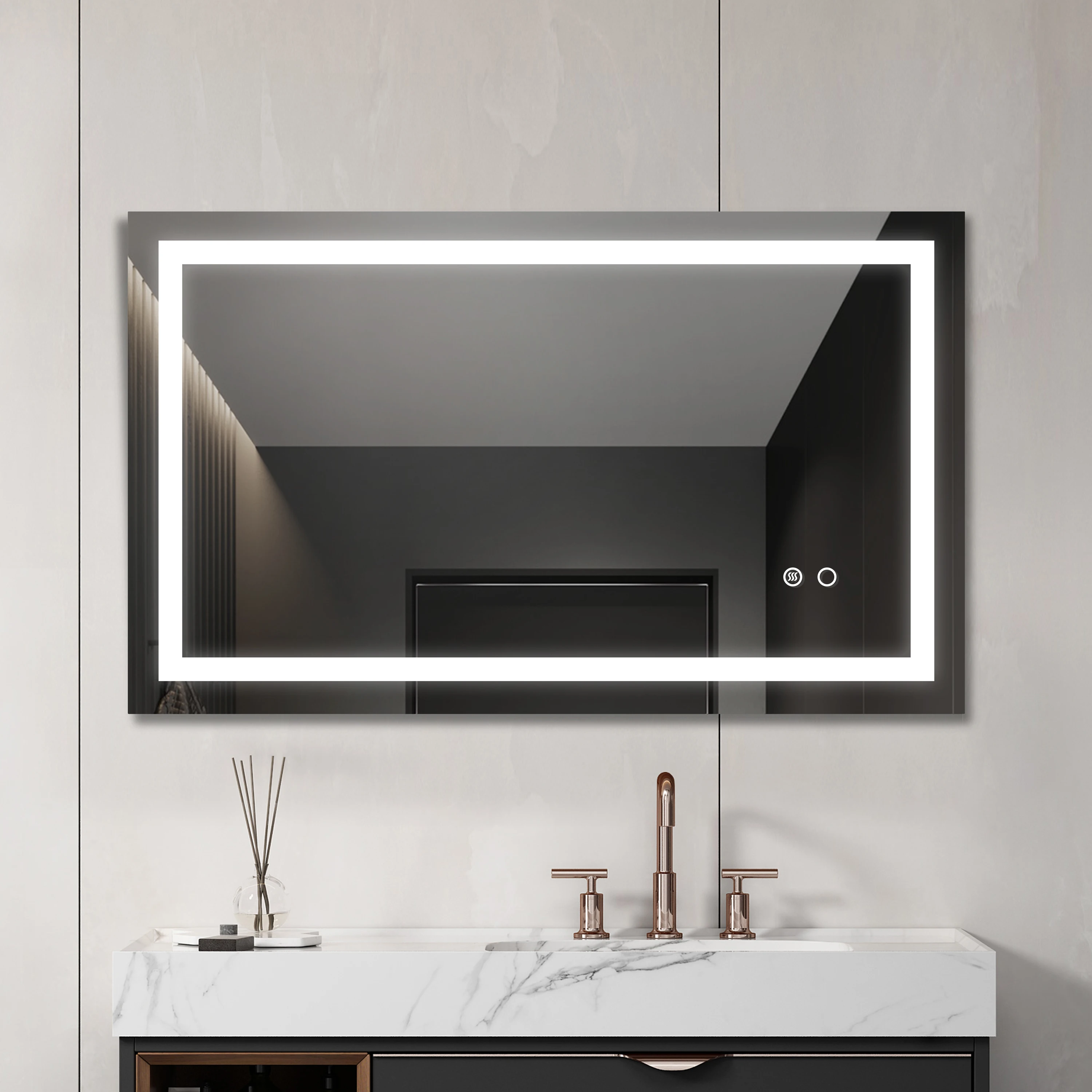 

3 Sizes LED Lighted Bathroom Wall Mounted Mirror W/High Lumen+Anti-Fog Separately Control+Dimmer Function[US-Stock]