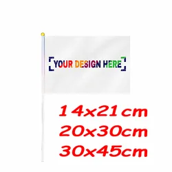 ZXZ 50Pcs Custom Hand Flag 14X21cm Hand Shaking Flag Print Buyer's Company Logo or design election flag with plastic flagpole