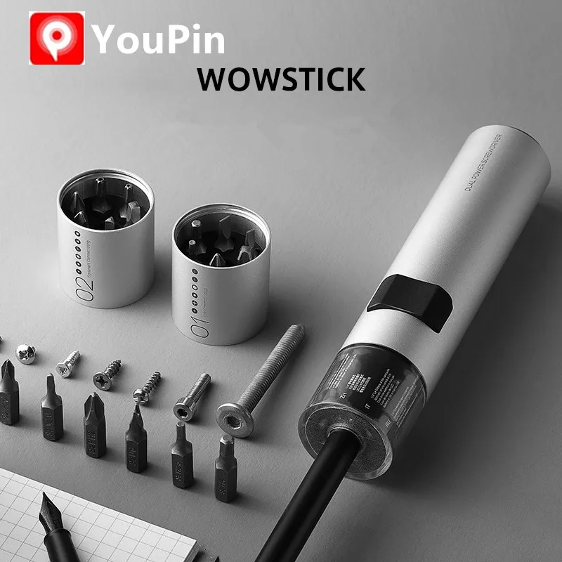 

Wowstick 12 in 1 Dual Power Lithium Electric Screwdriver 3LED Lights Rechargeable Screw Driver Kit Magnetic Suction One Button