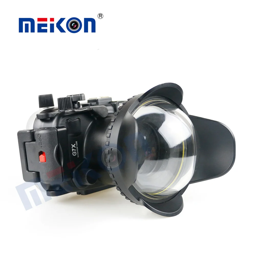 Meikon 40M/130FT Underwater Camera Waterproof housing case for canon G7X + 67mm Round Dome Port Fisheye + Two Hands Housing Tray