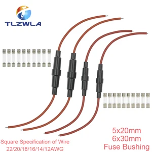 5 Pces 5*20 mm 6*30 mm Loại cầu chì 5x20mm Hỗ trợ kính Hỗ trợ thủy tinh với 22 20 18 16 14AWG Cáp cáp 5x20mm FUSE FUSE PIPE 12 Trường hợp bán kính bán hàng chính - №12