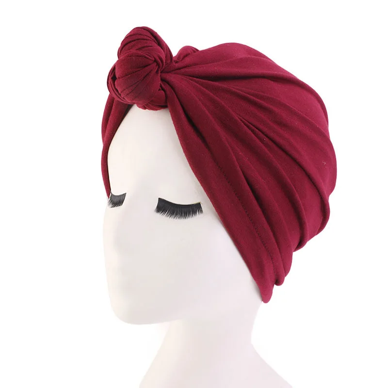 Women tie Turban Hat bohemian style jersey top knot turban african twist headwrap Ladies Hair Accessories India Hat Chemo Cap