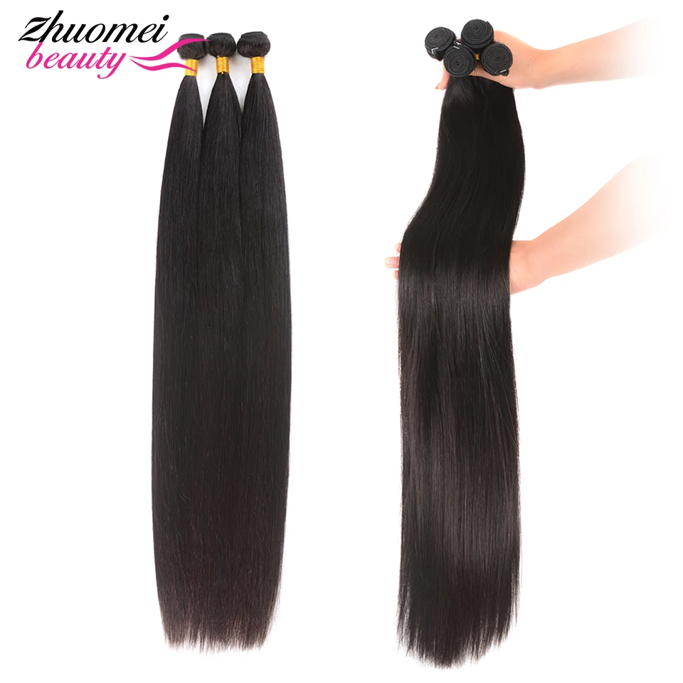 32 34 36 38 40 inch Bone Straight Human Hair Bundles Raw Indian Hair Weave Bundles Hair Double Wefts Thick Remy Hair Extensions