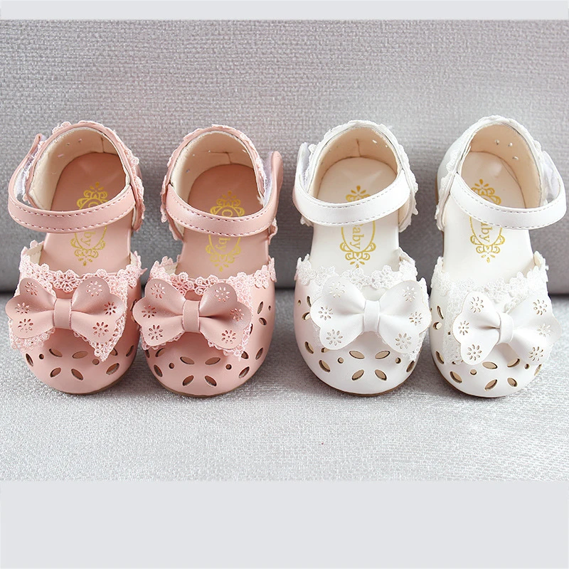 

2021 Newest Summer Kids Shoes Fashion Leathers Sweet Children Sandals for Girls Toddler Baby Breathable Hoolow Out Bow Shoes