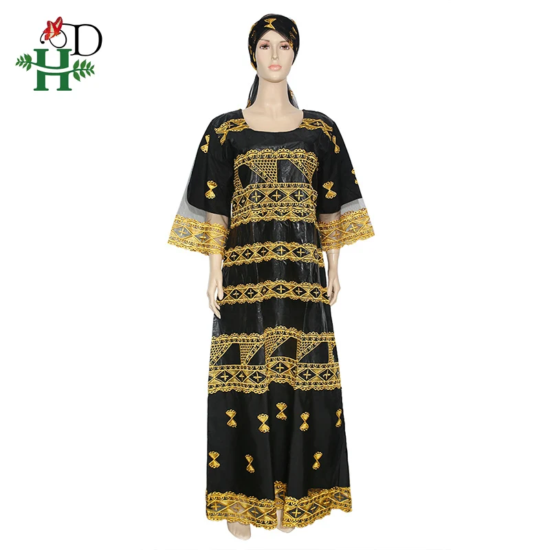 H & D Afrikaanse Lange Jurk Dashiki Kleding Bazin Borduurwerk Maxi Jurk Kralen Kant Jurk Robe Femme Africain 2022 Bruiloft party