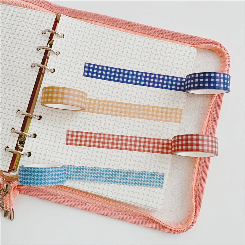 Ins Color Vintage Grid Houndstooth Washi Tape Envelope Card Sealing Stickers Hand Account Stationery Masking Decorative Tape 5m