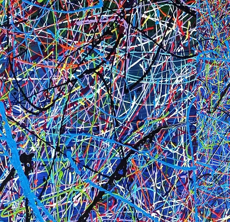 Large Oil Painting Colorful Abstract Painting Splatter Drip Painting Jackson Pollock Style Canvas Large Wall Art