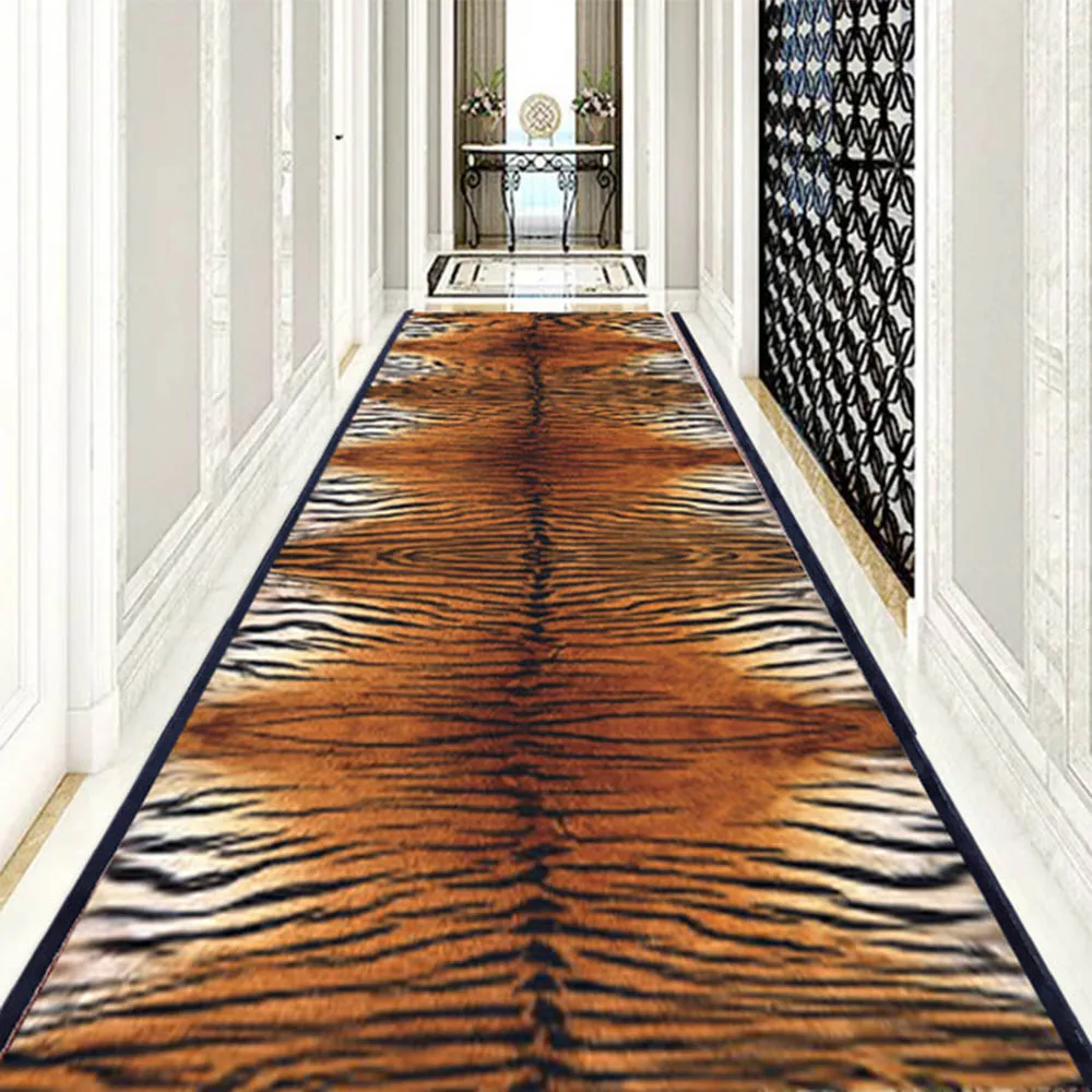 

Tiger Skin Printing Corridor Hallway Carpet Flower Bedroom Living Room Area Rug Crystal Velvet Kitchen Mat Anti-slip Doormat