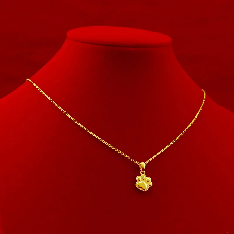 Korean Student Cute Kitten Claw 100% 18K AU750 Gold Necklace for Women Party Fine Jewelry Gift Real 999 Yellow Gold Pendant