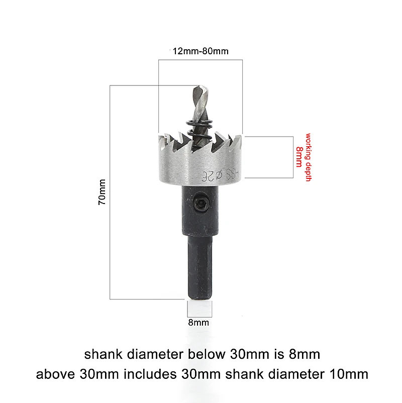 12-80mm 1Pc Triangular Shank High Speed Steel Hole Saw Drill Bits Metalworking Tools For Aluminum Stainless Steel Alloy Metal