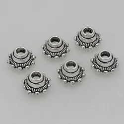 100pcs/lot Retro Antique Silver Tower Shape Bead Caps 9mm Decoration Tassel Caps Beaded End Receptacle Trays DIY Jewelry Making