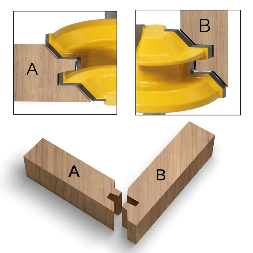 45 Degree Lock Miter Router Bit 6 to 1/2 Shank Woodworking Tenon Milling Cutter Tool Drilling Milling For Wood Carbide Alloy