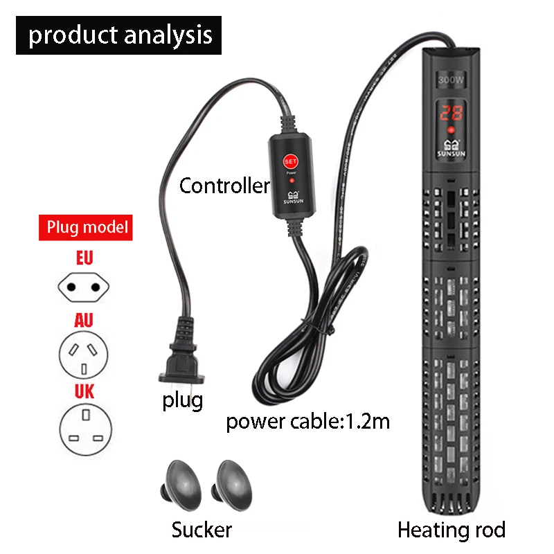 

Погружной нагреватель для аквариума с ЖК-дисплеем, 220-240 В
