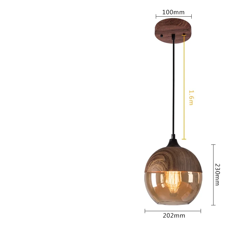 IWHD Nordic Wood Color LED Pendant Lights Fixtures Dinning Room Bedroom Cafe Bar Restaurant Modern Glass Hanging Lamp Lampara