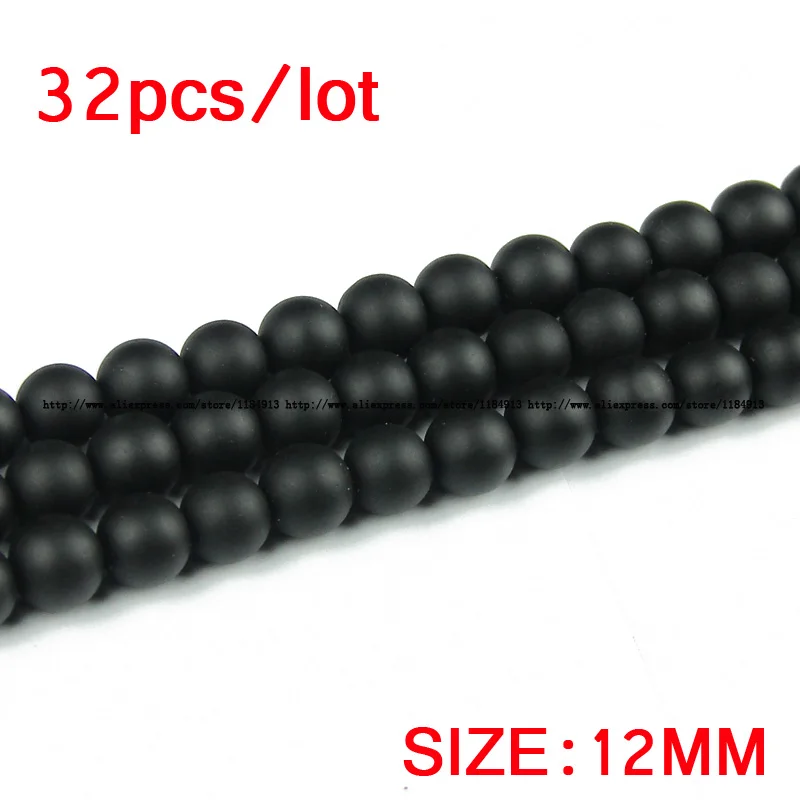 JHNBT Scrub Black Stone Beads Matte Natural Stone Round Loose Beads Ball 4/6/8/10/12MM Jewelry Bracelet Accessories Making DIY