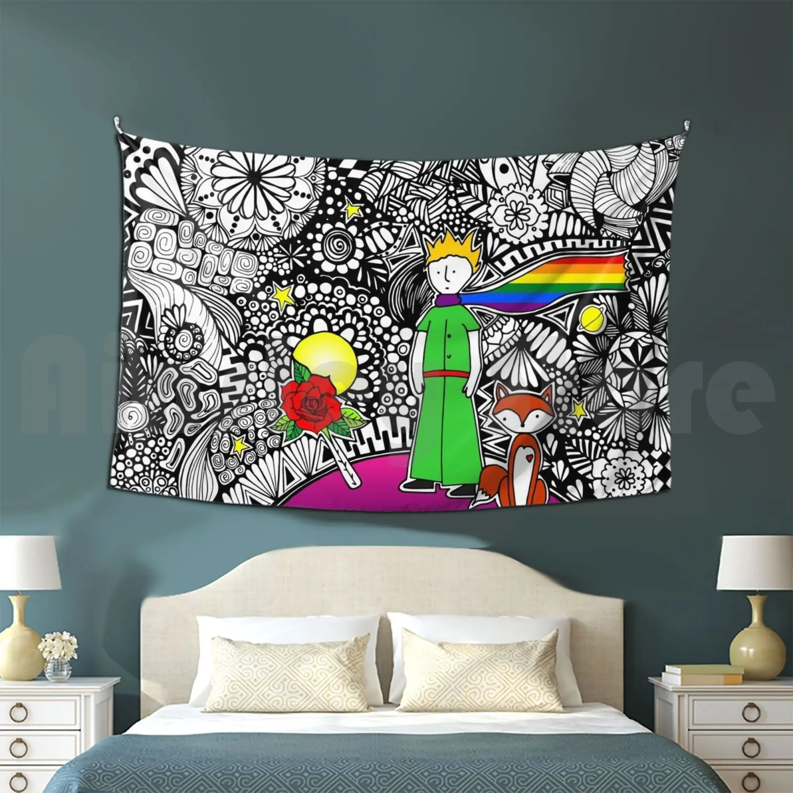 

Lgtbq Маленький принц нарисованный вручную с художественной техникой Zentangle от Chulitad Гобелен Гостиная Спальня Lgtb Lgtbq