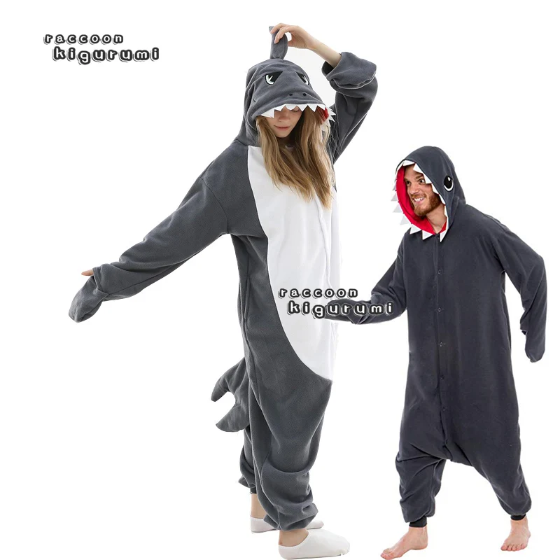 Animal Shark Christmas Woman Fleece Onesie Kids Unicorn Winter Halloween Cartoon Unisex  Cosplay Pajama Raccoon Kigurumi Adult