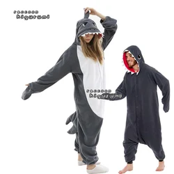 Animal Shark Christmas Woman Fleece Onesie Kids Unicorn Winter Halloween Cartoon Unisex  Cosplay Pajama Raccoon Kigurumi Adult