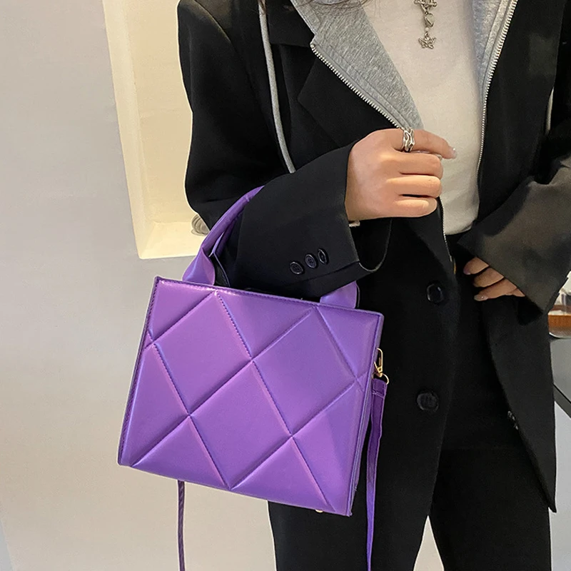 2024 New Spring Women Shoulder Bag Trendy Plaid Pu Leather Crossbody Bags Fashion Ladies Handbags Brand Designer Top Handle Bag