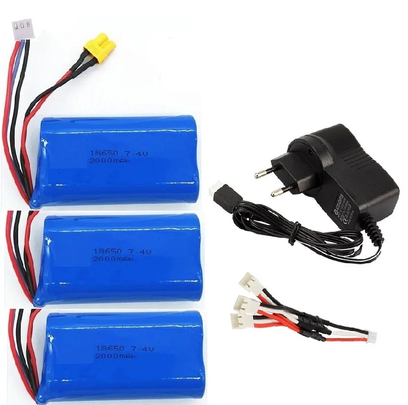 Ewellsold-HUHR 580 1580 1583 R/C Trucks PARTS, 7.4V, 2000mAh, Eddie ion Battery, Count30 Plug, 1580-005, USB Charger, Accessrespiration