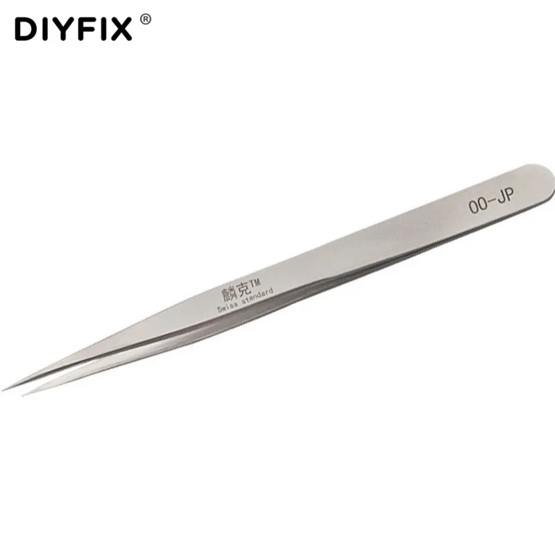DIYFIX-Herramienta de desmontaje Industrial, juego de herramientas de reparación de teléfonos móviles, pinzas curvas rectas de acero inoxidable