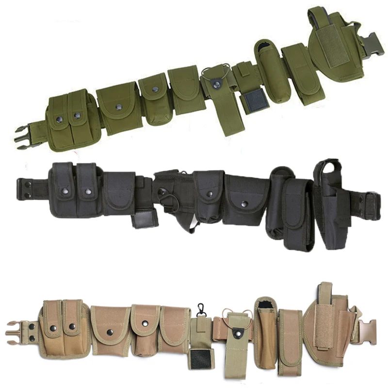 

Tactical Military Security Belts Polices Guard Outdoor Multifunctional SWAT Utility Kit Modular Duty Belt with Holster Pouch Set