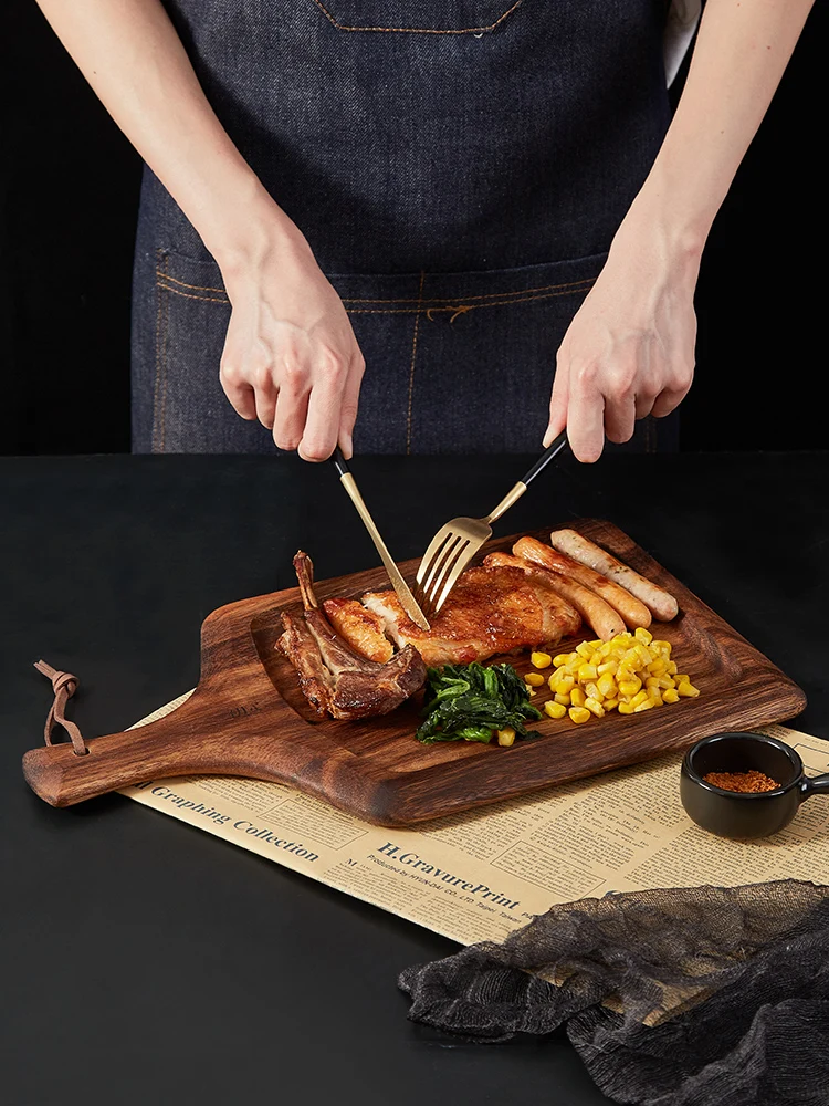 

Japanese Style Household Wooden Plate Kitchen Rectangle Breakfast Storage Mat Restaurant Dining Room Steak Bread Solid Wood Tray