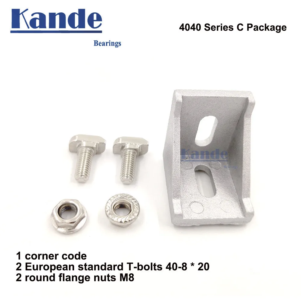 1 set 4040 corner fitting angle aluminum 40 x 40 L connector bracket fastener with slider nut T-nut semi-circular head hex bolt