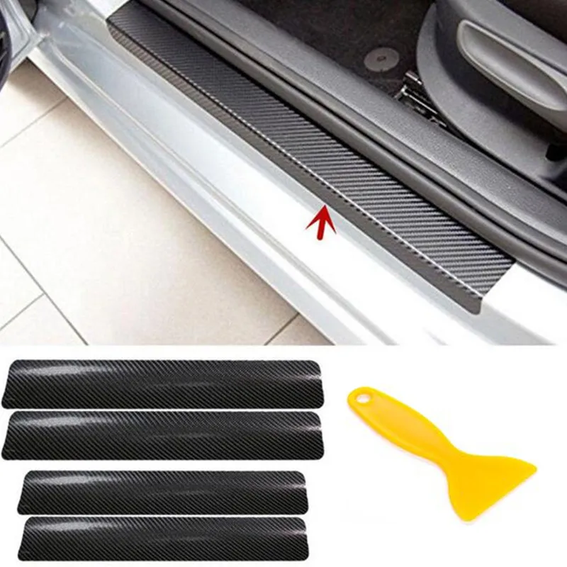 3D Carbon Fiber Protect Car Door Sill Sticker Decals For Subaru XV Forester Outback Legacy Impreza XV BRZ Tribeca