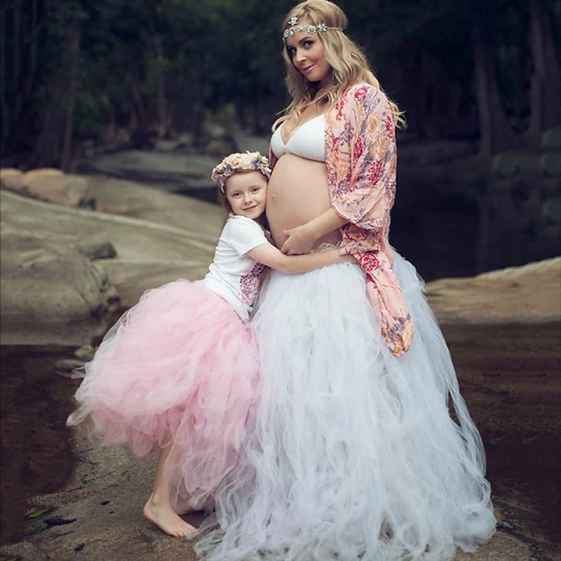 Fashion Handmade Bundle Tulle Tutu Skirts for Pregnant Woman Photography Props Full-Length Long Ballroom Tutu Faldas Saia Jupe