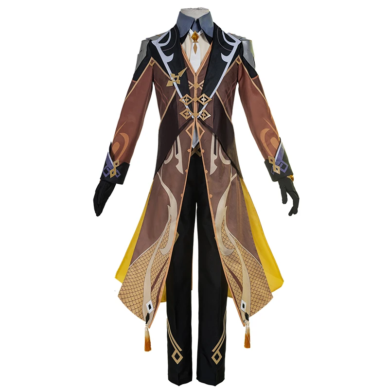 

Genshin Impact Project cos Zhong Li anime man cosplay uniform costume set Jacket + shoulder pad + shirt + pants + hairband