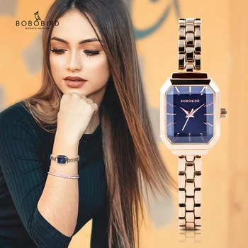 Reloj mujer BOBO BIRD stainless steel bracelet watches luxury brand ladies dress Gem cut geometry crystal new fashion clock