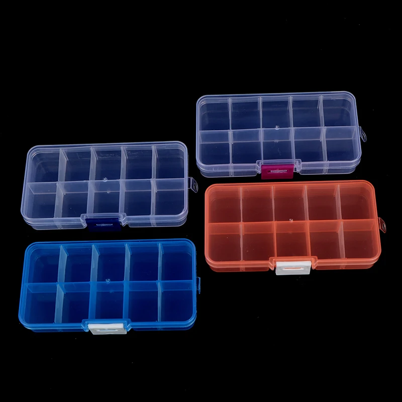 10 Grid Clear Plastic Storage Box Jewelry Bead Screw Organizer Container Compartment Adjustable Rectangle Box Case