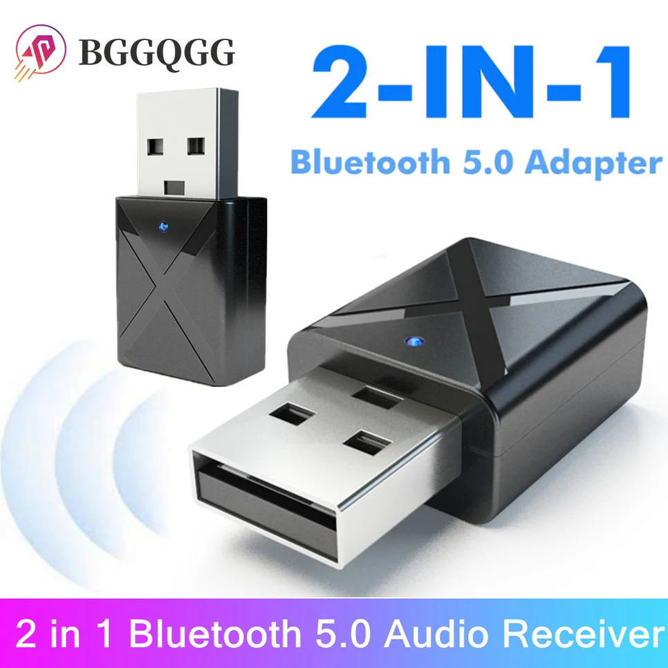 

BGGQGG KN320 2 in 1 Bluetooth 5.0 Audio Receiver Transmitter 3.5mm AUX Stereo Bluetooth Adapter for TV PC Car Headset Speakers