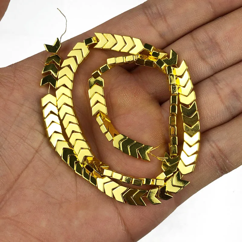 Gold Color Plated Arrows Head Hematite Natural Stone 6X3mm Spacer Charm Loose Beads For Jewelry Making Diy Bracelets Accessories