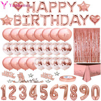 Rose Gold Happy Birthday Letter Foil Balloons Adult Women Party Decoration Baby Girl 1 2 3 4 5 6 7 8 9 1st 10 30 40 50 Years Old
