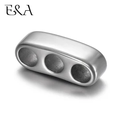 Stainless Steel Three Hole Positioning Beads Fit 4mm Leather Bracelet Slide Charm Jewelry Making DIY Accessories Silder