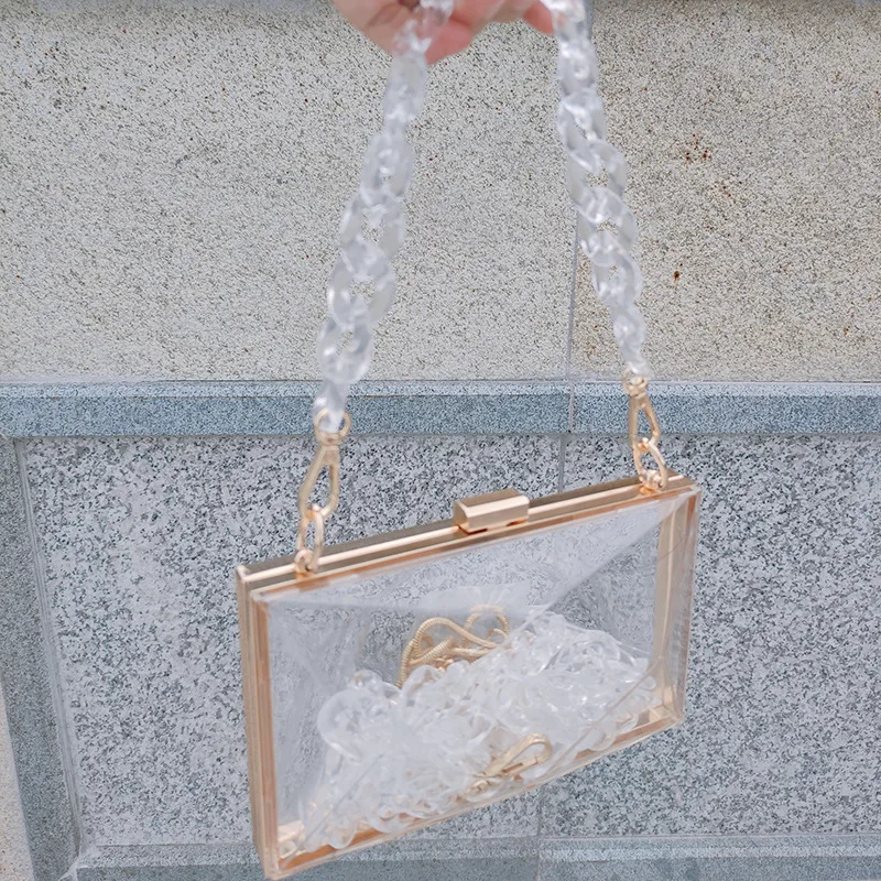 Sac à main d\'embrayage jaune transparent pour femme, sac à main de soirée, MSI acrylique, sac à main design de luxe, petit fourre-tout transparent,
