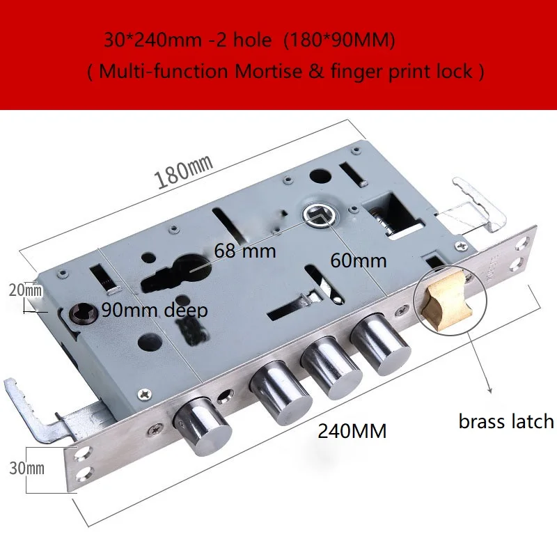 Multi-function Mortise Fingerprint Lock Part Door Lock Body 24*280 （90mm deep ）Fitting Hardware Security Lock body