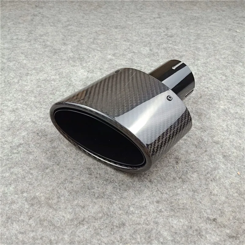 1 Pair Oval Slanted carbon Glossy black Exhaust Tip muffler Exhaust tips muffler pipe Tailpipe trims Exhaust Pipes For AKRAPOVIC